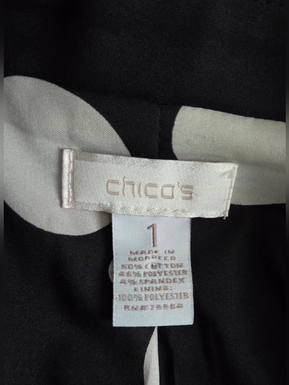 Chico's Black Single-Button Women's Blazer. Chico's Size 1 US Size M/8 - Picture 10 of 11
